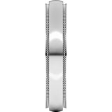 14K White 4 mm Milgrain Stepped-Edge Half Round Band Size 9.5