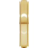 14K Yellow Gold 4 mm Milgrain Stepped-Edge Half Round Band Size 8.5