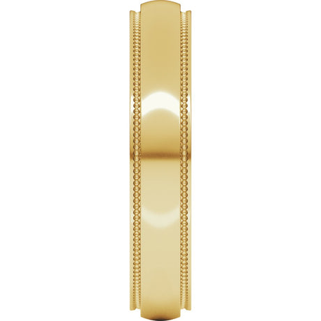 14K Yellow Gold 4 mm Milgrain Stepped-Edge Half Round Band Size 8.5