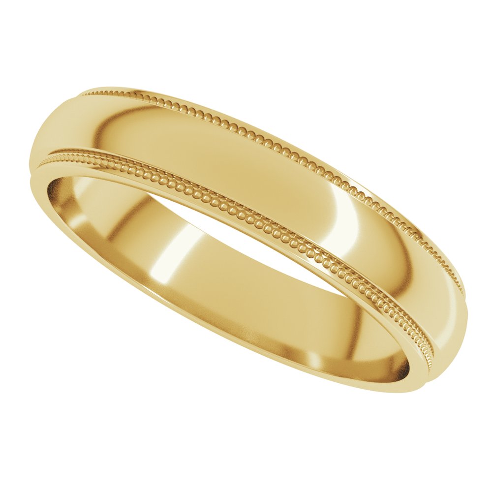 18K Yellow 4 mm Milgrain Stepped-Edge Half Round Band Size 9