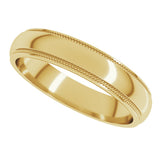 14K Yellow Gold 4 mm Milgrain Stepped-Edge Half Round Band Size 8.5