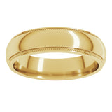 14K Yellow 5 mm Milgrain Stepped-Edge Half Round Band