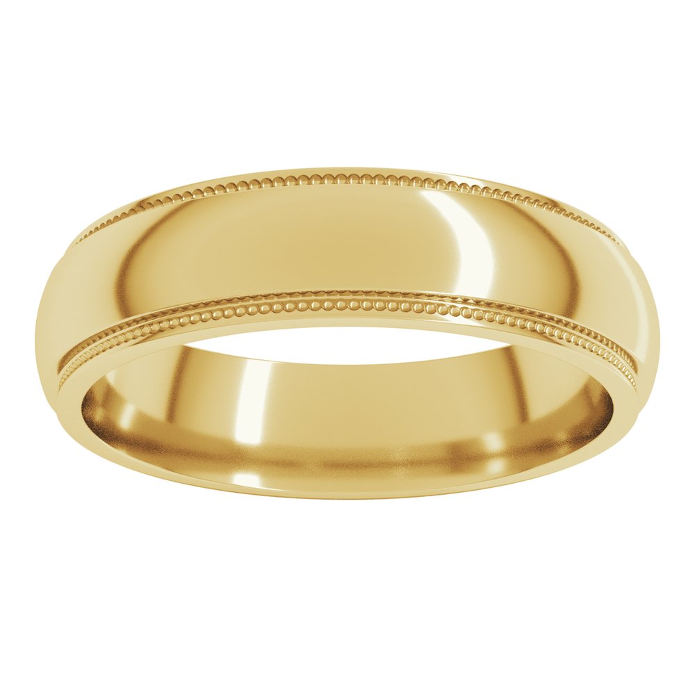 14K Yellow Gold 5 mm Milgrain Stepped-Edge Half Round Band Size 11