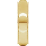 14K Yellow 5 mm Milgrain Stepped-Edge Half Round Band