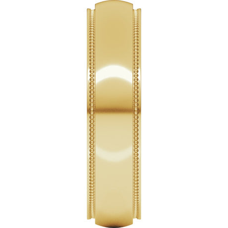 14K Yellow 5 mm Milgrain Stepped-Edge Half Round Band