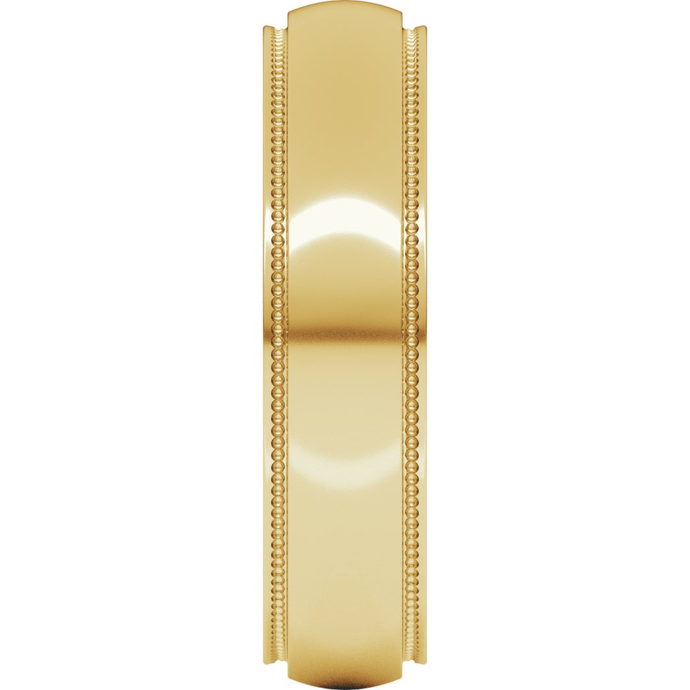 14K Yellow Gold 5 mm Milgrain Stepped-Edge Half Round Band Size 11