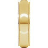 14K Yellow Gold 5 mm Milgrain Stepped-Edge Half Round Band Size 11
