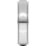 14K White Gold 5 mm Milgrain Stepped-Edge Half Round Band Size 9