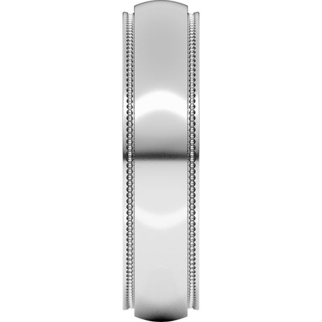 14K White 5 mm Milgrain Stepped-Edge Half Round Band Size 12.5