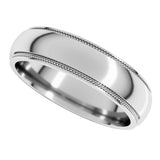 14K White Gold 5 mm Milgrain Stepped-Edge Half Round Band Size 9