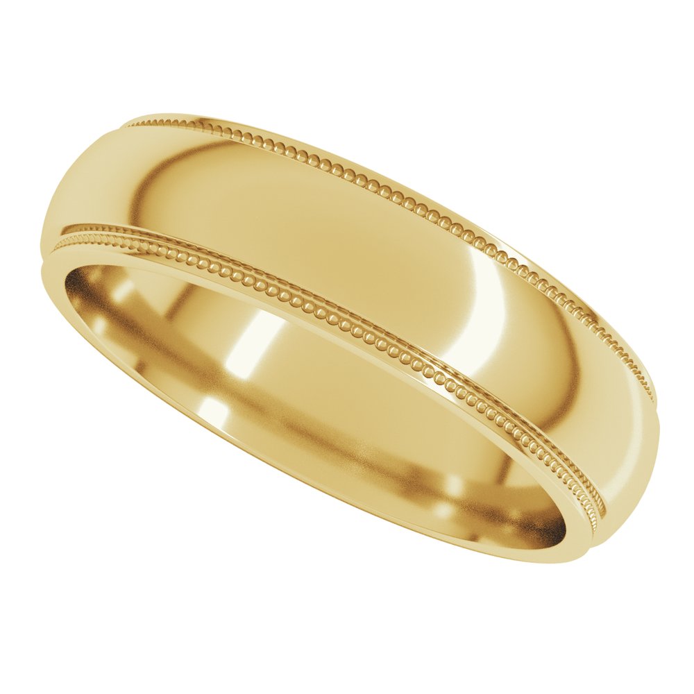 14K Yellow Gold 5 mm Milgrain Stepped-Edge Half Round Band Size 11