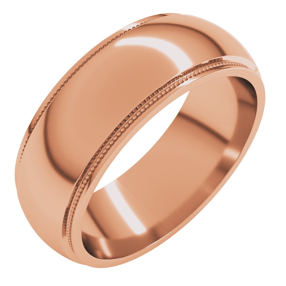 10K Rose 7 mm Milgrain Stepped-Edge Half Round Band Size 11