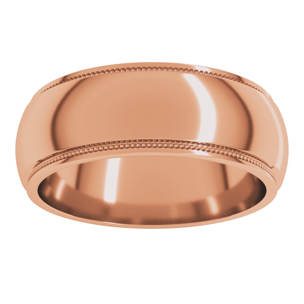 10K Rose 7 mm Milgrain Stepped-Edge Half Round Band Size 11