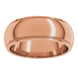 10K Rose 7 mm Milgrain Stepped-Edge Half Round Band Size 11