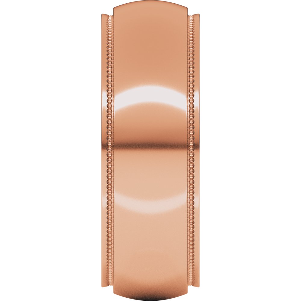 10K Rose 7 mm Milgrain Stepped-Edge Half Round Band Size 11