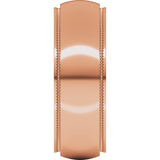 10K Rose 7 mm Milgrain Stepped-Edge Half Round Band Size 11
