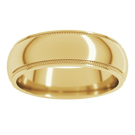 10K Yellow Gold 6 mm Milgrain Stepped-Edge Half Round Band Size 10.5