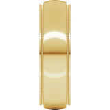14K Yellow 6 mm Milgrain Stepped-Edge Half Round Band