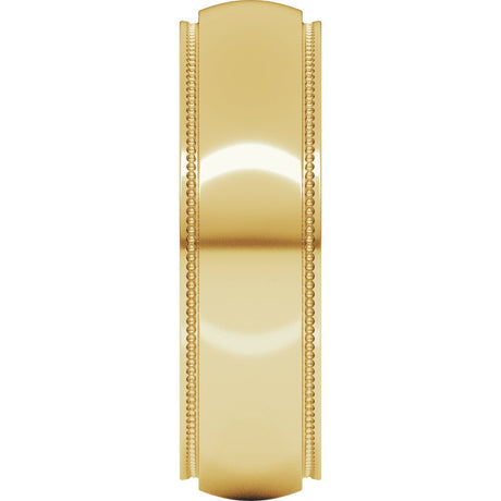 14K Yellow 6 mm Milgrain Stepped-Edge Half Round Band