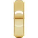 10K Yellow Gold 6 mm Milgrain Stepped-Edge Half Round Band Size 11