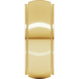 18K Yellow Gold 8 mm Milgrain Stepped-Edge Half Round Band Size 9.5