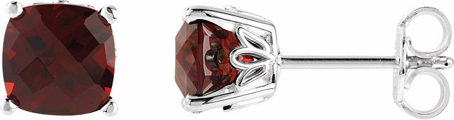 14K White Gold Natural Mozambique Garnet Scroll Setting® Earrings
