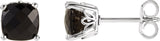 14K White Gold 6x6 mm Cushion Natural Black Onyx Earrings