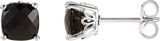 14K White Gold 6x6 mm Cushion Natural Black Onyx Earrings