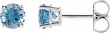 14K White Gold 5 mm Natural Aquamarine Earrings