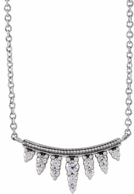 14K White Gold 1/6 CTW Natural Diamond Bar 18" Necklace