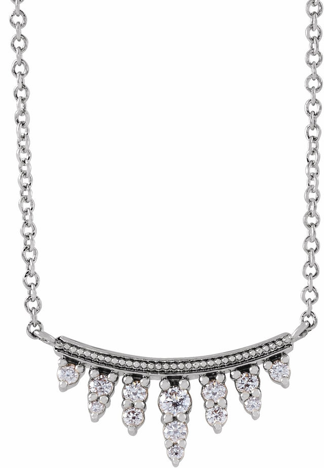 14K White Gold 1/6 CTW Natural Diamond Bar 18" Necklace