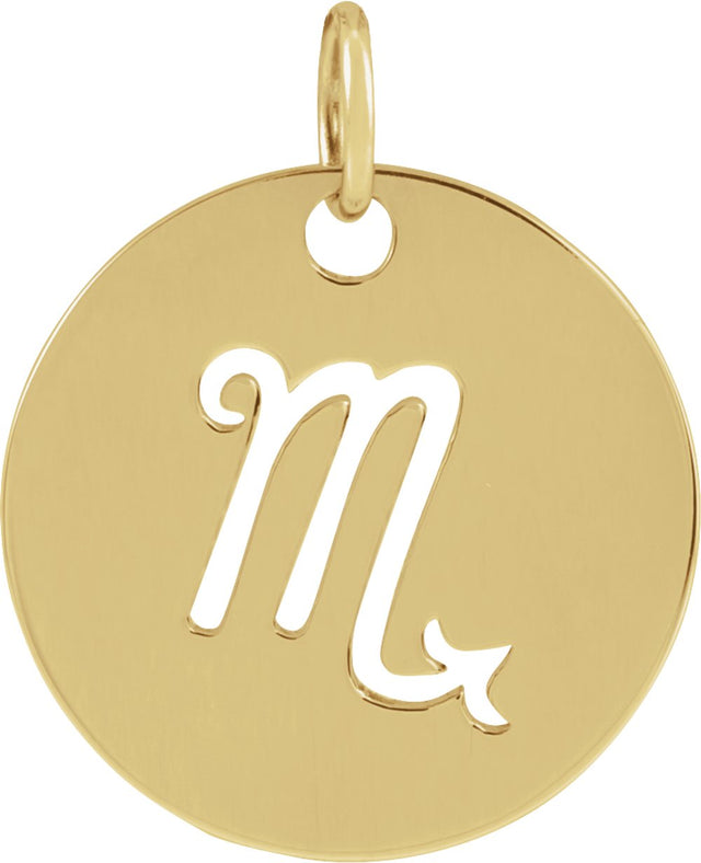 14K Yellow 16.5 mm Scorpio Zodiac Disc Pendant