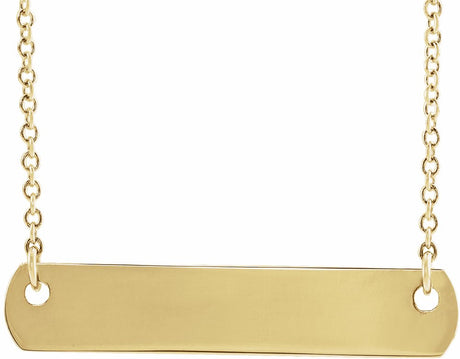 14K Yellow Gold Engravable Bar 18" Necklace