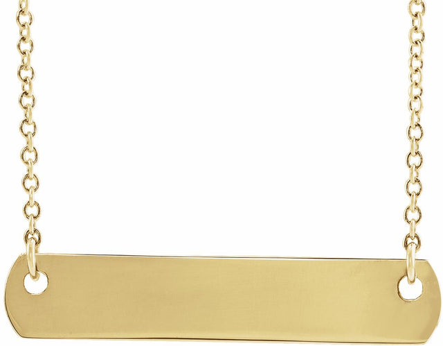 14K Yellow Gold Engravable Bar 18" Necklace