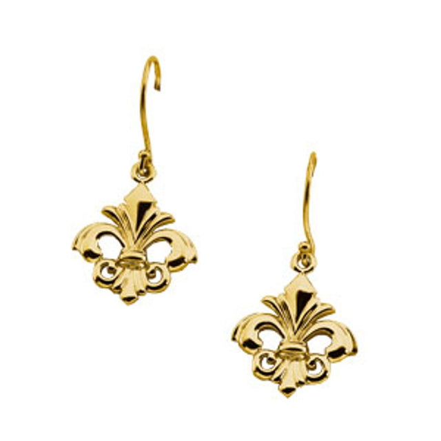 14K Yellow Fleur-de-Lis Earrings