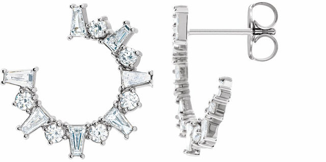 14K White Gold 1 CTW Natural Diamond Front-Facing Hoop Earrings 