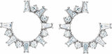 14K White 1 CTW Natural Diamond Front-Facing Hoop Earrings