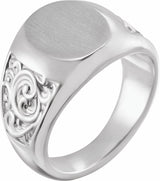 Sterling Silver 14x12 mm Scroll Signet Ring 