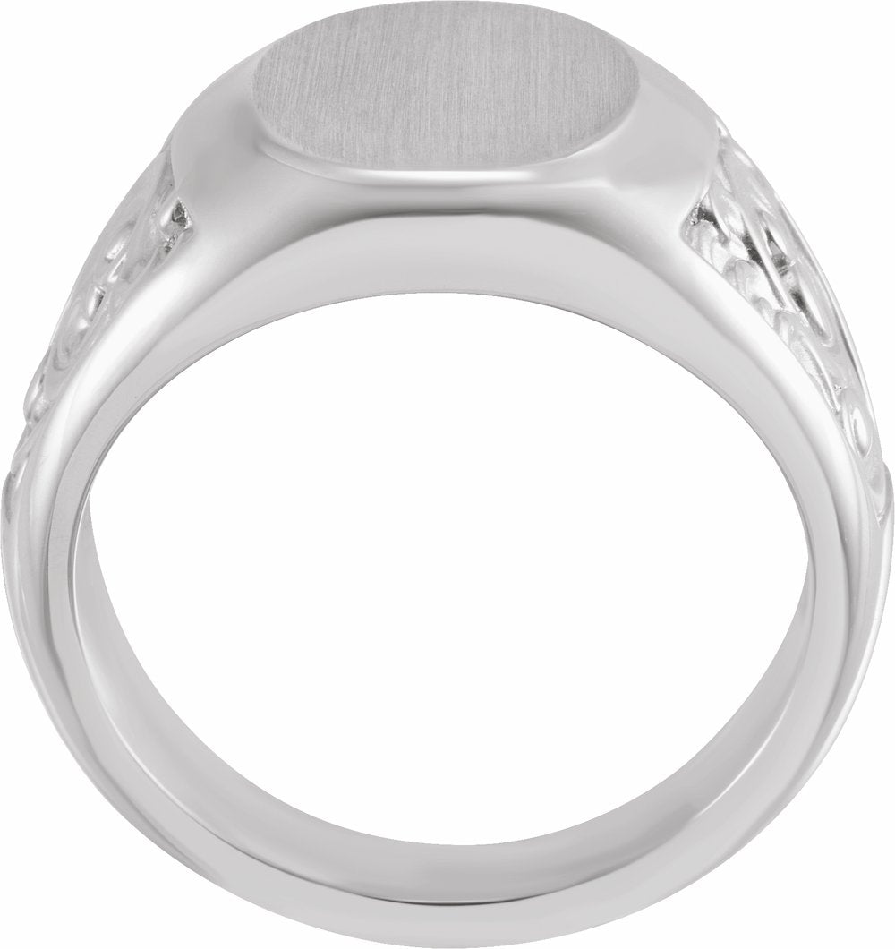 Sterling Silver 14x12 mm Scroll Signet Ring