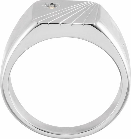 Sterling Silver .015 CT Natural Diamond Signet Ring