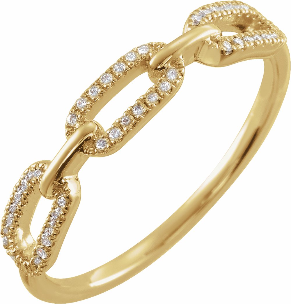 14K Yellow 1/6 CTW Natural Diamond Chain Link Ring