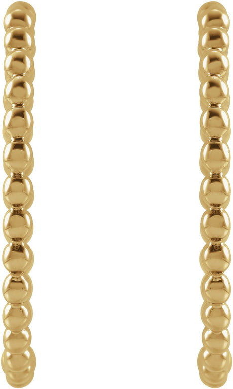 14K Yellow Gold Beaded 20 mm Hoop Earrings