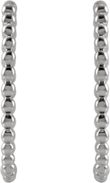 14K White Beaded 20 mm Hoop Earrings