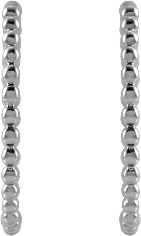 14K White Beaded 20 mm Hoop Earrings