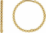 14K Yellow Gold Beaded 20 mm Hoop Earrings