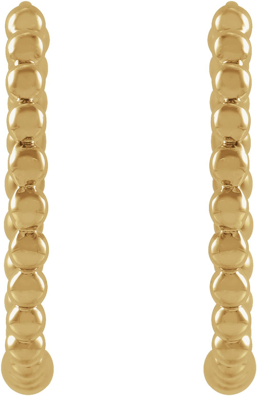 14K Yellow Beaded 15 mm Hoop Earrings