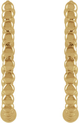 14K Yellow Beaded 15 mm Hoop Earrings