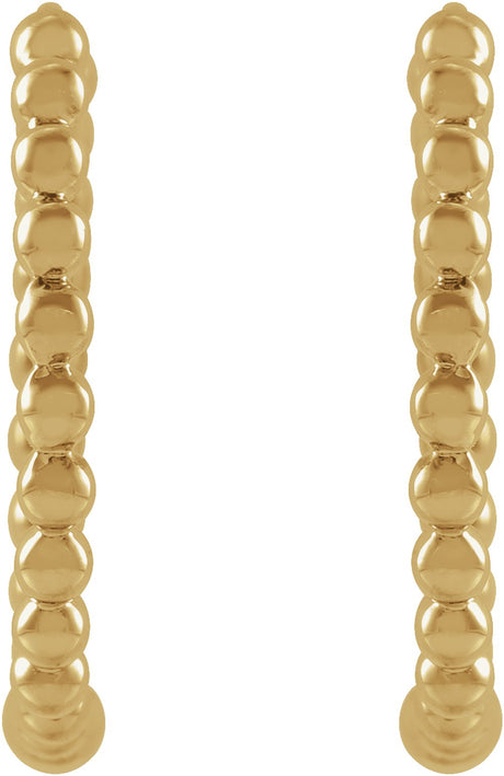 14K Yellow Beaded 15 mm Hoop Earrings