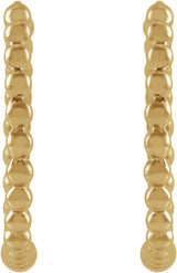 14K Yellow Gold Beaded 15 mm Hoop Earrings