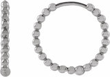 14K White Gold Beaded 15 mm Hoop Earrings